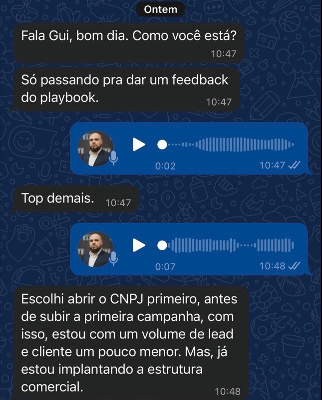 Print de WhatsApp com feedback de um leitor do Playbook